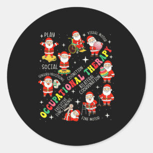 Occupational Therapy Retro Groovy Ot Santa Therast Classic Round Sticker