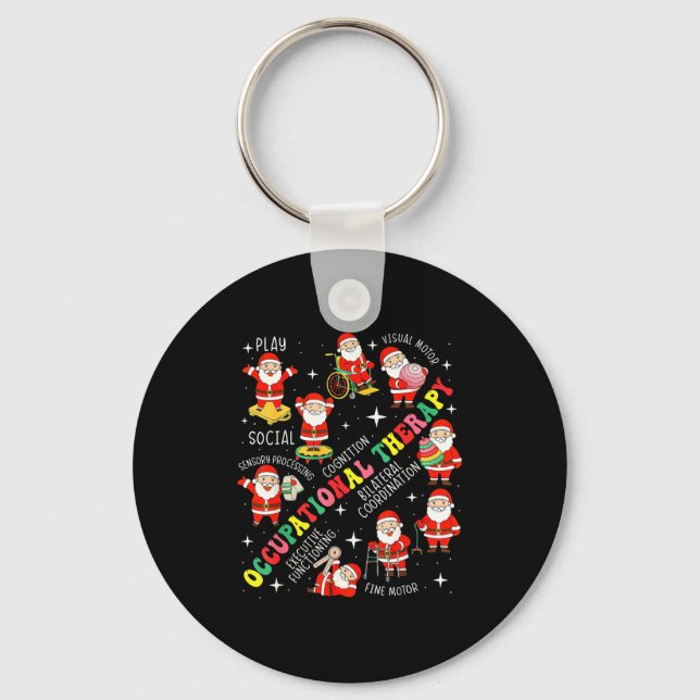 Occupational Therapy Retro Groovy Ot Santa Therast Keychain (Front)