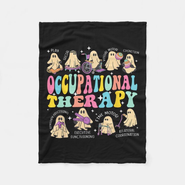 Occupational Therapy Therapist Halloween Spooky Ot Fleece Blanket (Front)