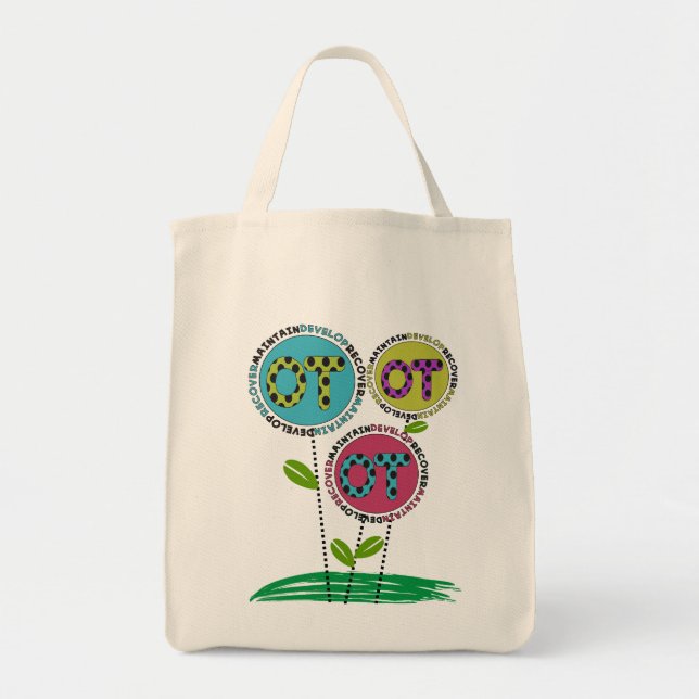 Occupational Therapy Tote Bags Floral Design (Front)
