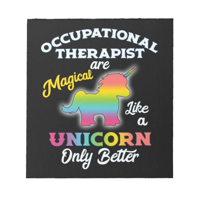 Occupational Therapy Unicorn OT Therapist Notepad (Front)
