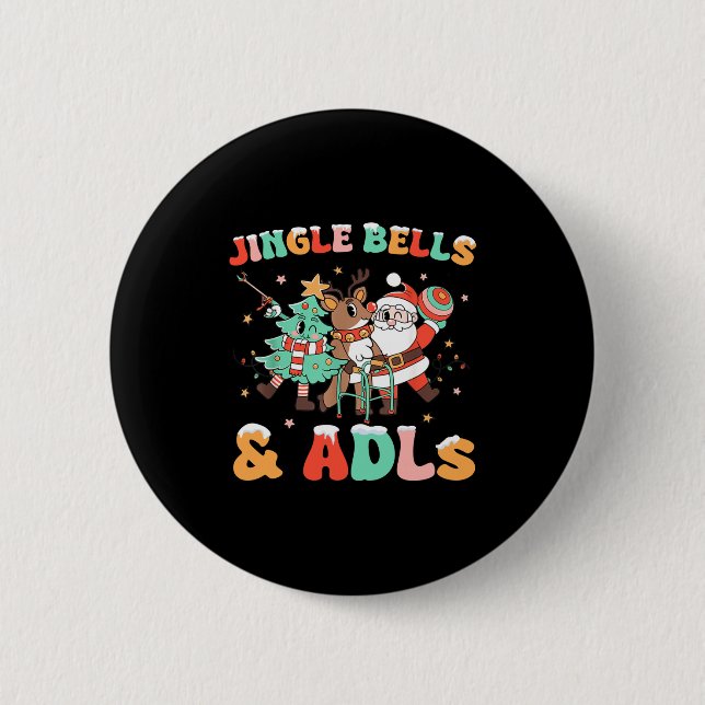 Occupational Therapy Xmas Reindeer Santa Adls New  2 Inch Round Button (Front)