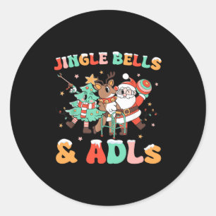 Occupational Therapy Xmas Reindeer Santa Adls New  Classic Round Sticker
