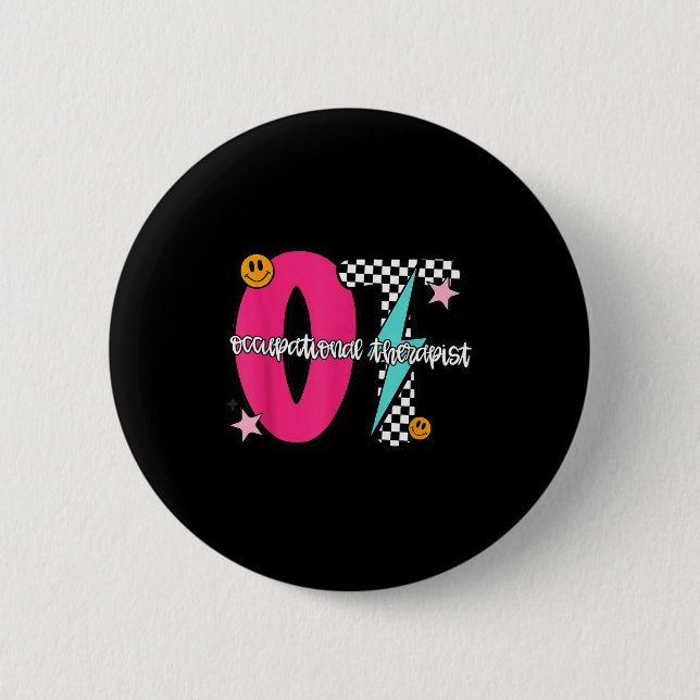 Occupational Therast Retro Checkered Ot Graduation 2 Inch Round Button (Front)