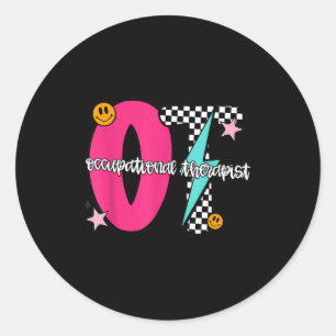Occupational Therast Retro Checkered Ot Graduation Classic Round Sticker