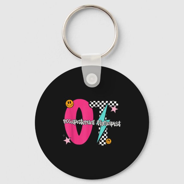 Occupational Therast Retro Checkered Ot Graduation Keychain (Front)