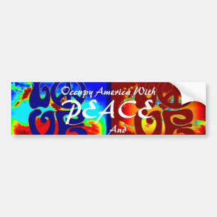 occupy america with peace and love bumper sticker