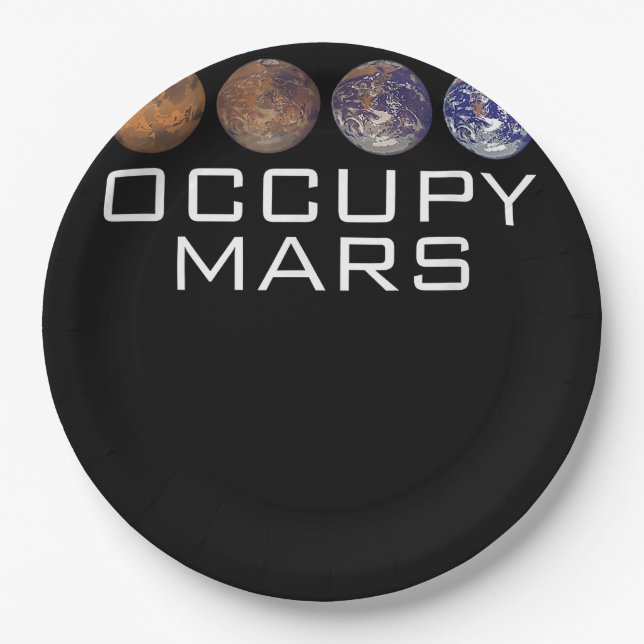 Occupy Mars Colonize Graphic Outer Space Planet Sc Paper Plate (Front)