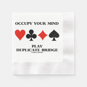 Occupy Your Mind Play Duplicate Bridge Card Suits Napkin