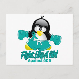 OCD Fighting Penguin Postcard