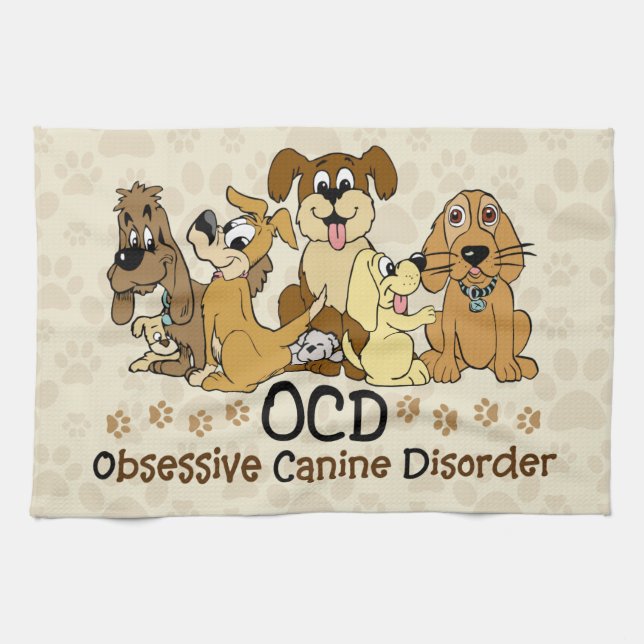 OCD Obsessive Canine Disorder Kitchen Towel (Horizontal)