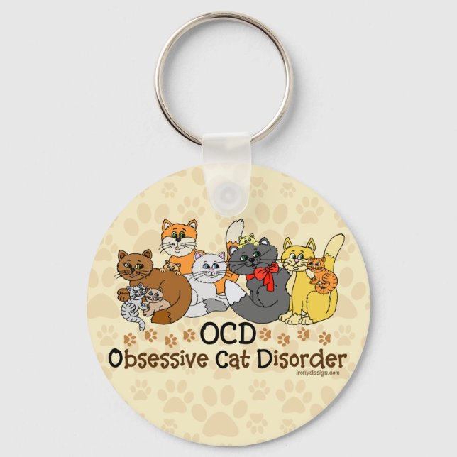 OCD Obsessive Cat Disorder Keychain (Front)