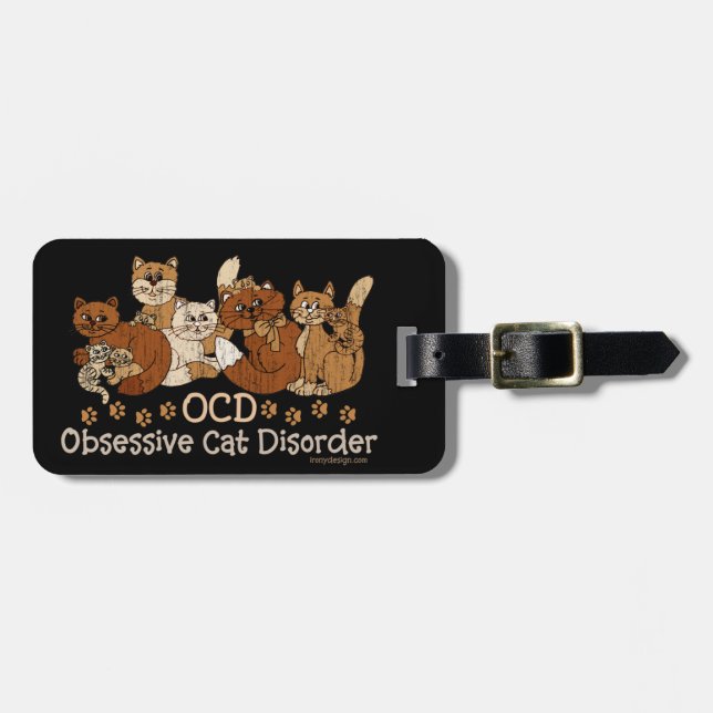 OCD Obsessive Cat Disorder Personalized Luggage Tag (Front Horizontal)