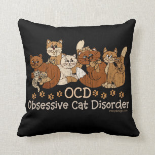 OCD Obsessive Cat Disorder Throw Pillow