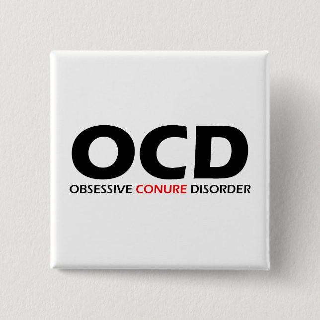 OCD - Obsessive Conure Disorder 2 Inch Square Button (Front)