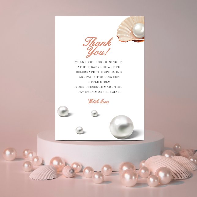 Ocean a little pearl under the sea baby shower thank you card (Creator Uploaded)