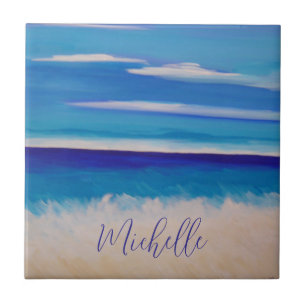 Ocean Abstract Beach Personalized Tile