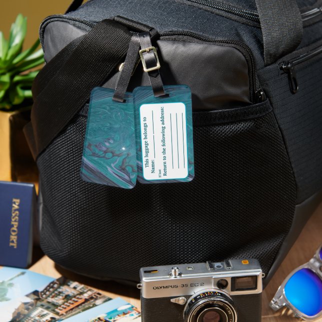 Ocean Acrylic Pour Inspired Luggage Tag (Front & Back)