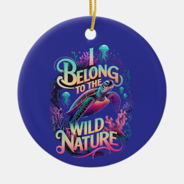 Ocean Adventure A Vibrant Sea Turtle Ceramic Ornament (Front)