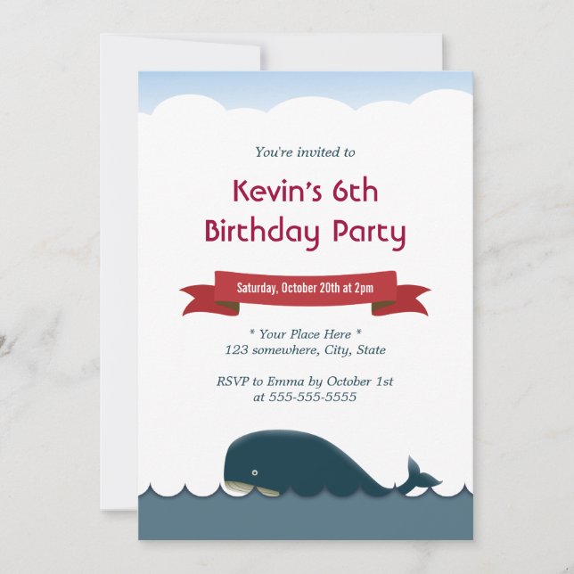 Ocean Adventure Whale & Sea Birthday Invitation (Front)