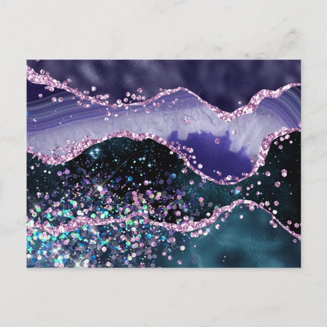 *~* Ocean Agate Celestial  GLITTER AP8 Postcard (Front)