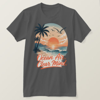 Ocean Air. Clear Mind. | Vintage Coastal Sunset Be T-Shirt