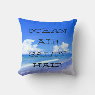 Ocean Air Salty Hair Throw Pillow
