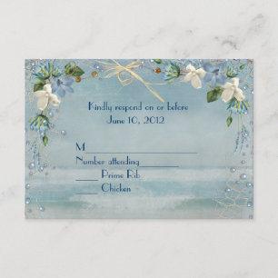 ocean and flowers in nautical net frame RSVP Card