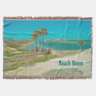 Ocean and Palm Tree Scene near St. Augustine Throw Blanket