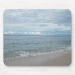 Ocean and sand beach shades of blue mouse pad