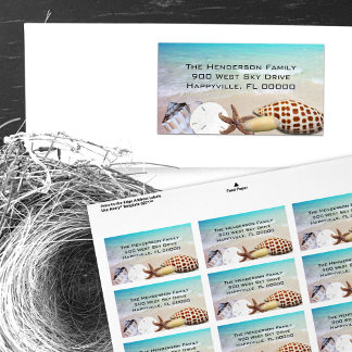 Ocean and Seashells Tropical Return Address Labels