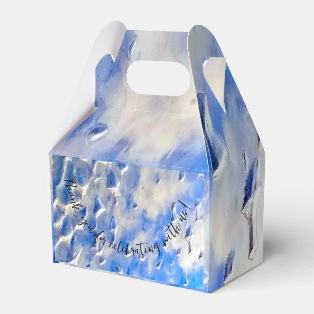 Ocean and sky blue reflections favor box (Front Side)