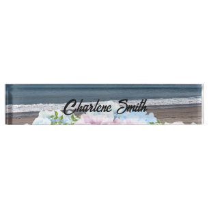 Ocean and Touch of Floral Nameplate