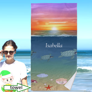 Ocean and Turtles personalized Beach Towel