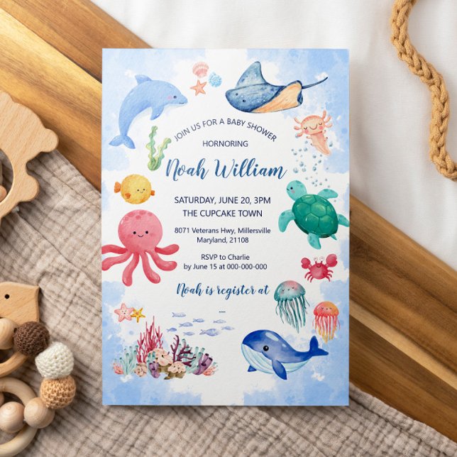 Ocean Animal Baby Shower Invitation Card (Creator Uploaded)