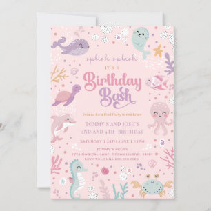 Ocean Animal Birthday Invitations. Joint Birthday  Invitation