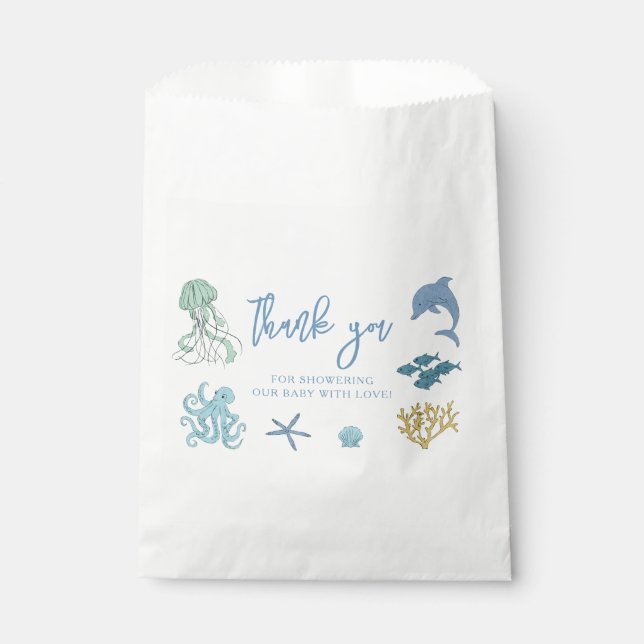 Ocean Animal Blue Baby Shower Favour Bag (Front)