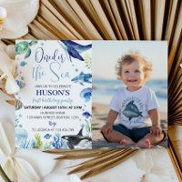 Océan Animal Boy First Birthday Photo Invitation