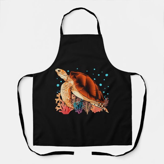 Ocean animal gift colourful turtle apron (Front)