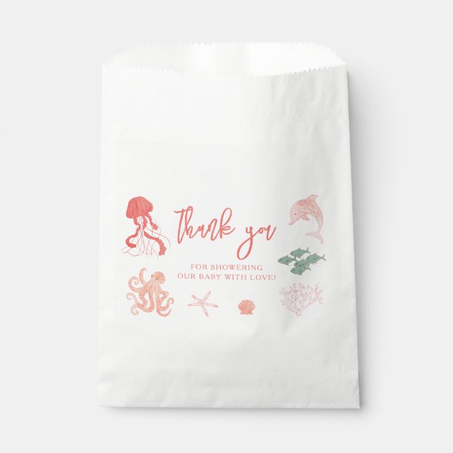 Ocean Animal Pink Baby Shower Favour Bag (Front)