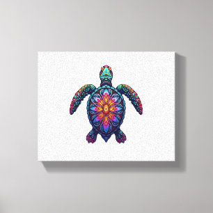 Ocean Animal Tie Dye Tribal Sea Animal Maori Turtl Canvas Print