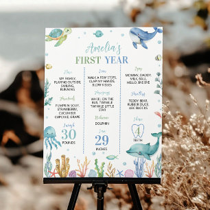 Ocean Animal Under the Sea Birthday Milestone Poster