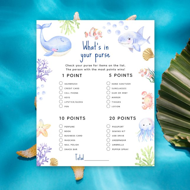 Ocean Animal Whats in your purse baby shower (Creator Uploaded)