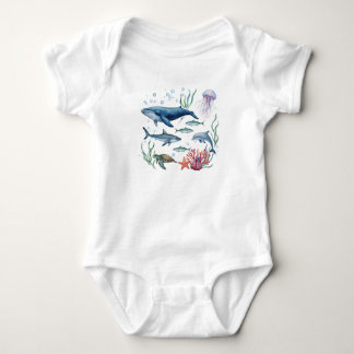 Ocean Animals Baby, Summer Sea Life Baby Bodysuit