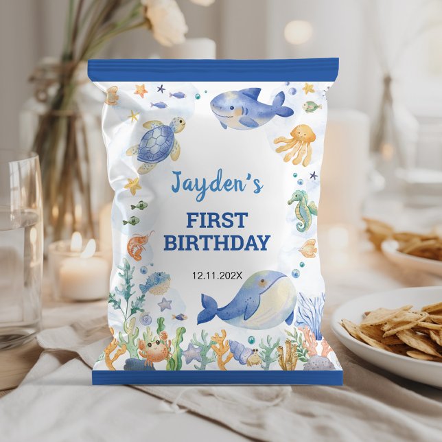 Ocean Animals Boy Birthday Chip Bag Wrapper (Creator Uploaded)
