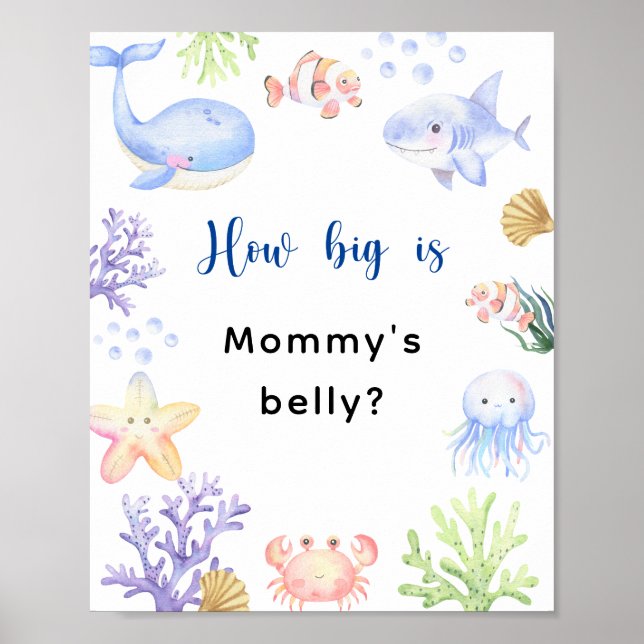Ocean animals - How big is Mommy's belly Poster (Front)