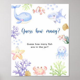 Ocean animals - How many fish are in the jar Poster