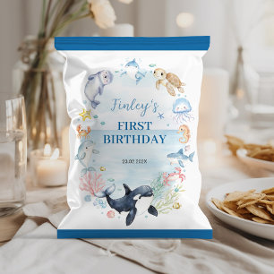 Ocean Animals Kids Birthday Chip Bag Wrapper