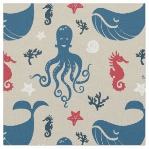 Ocean Animals   Nautical Nursery Fabric