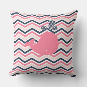 Ocean Animals Pink Whale Chevron Outdoor Pillow